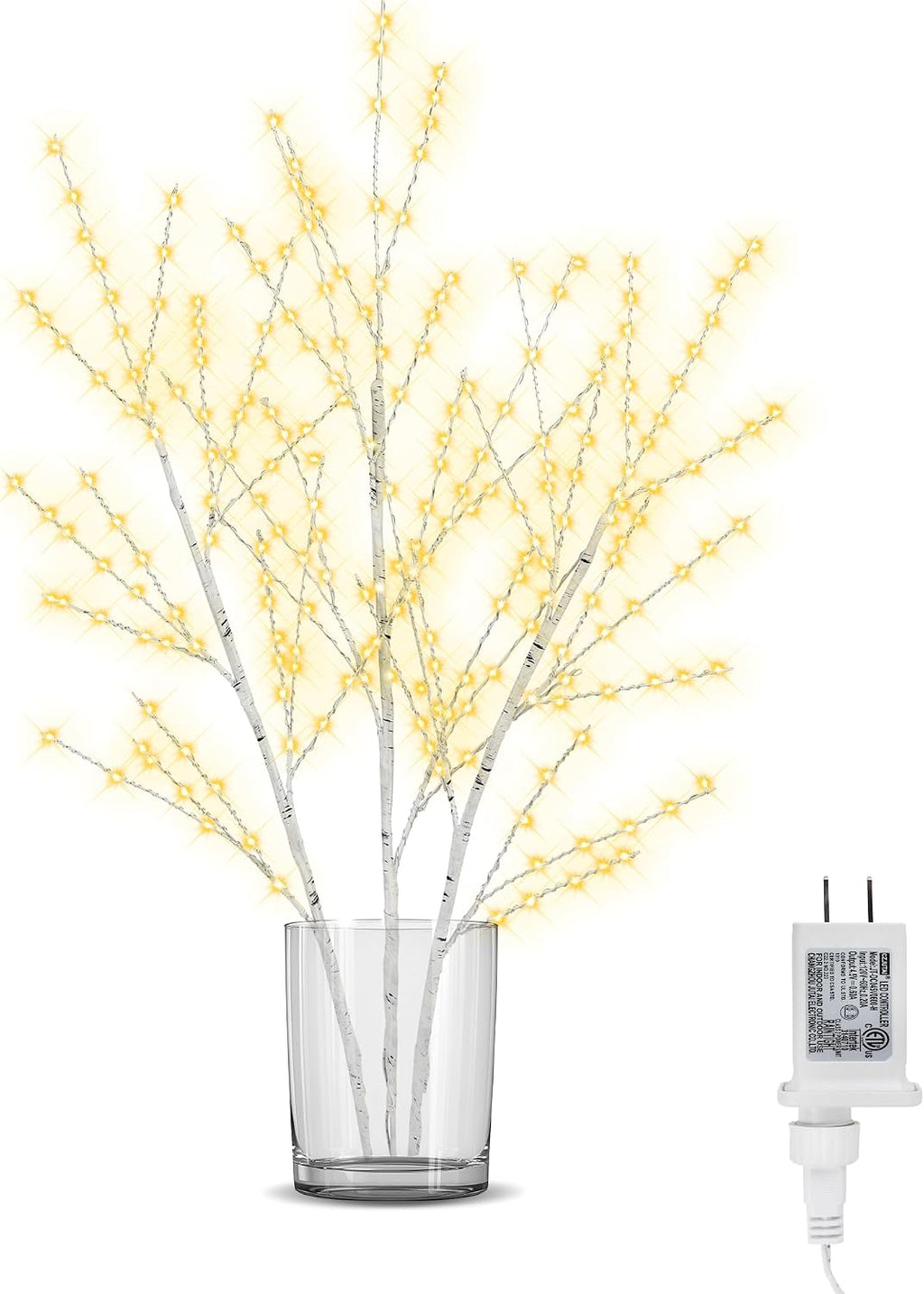 33In Birch Light Tree with 180 LED Lights, Plug in Twig Lights