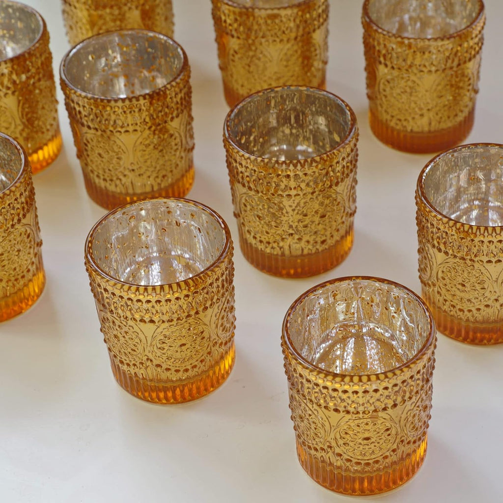 Gold Votive Candle Holders Set of 12, Mercury Gold Candle Holders Bulk