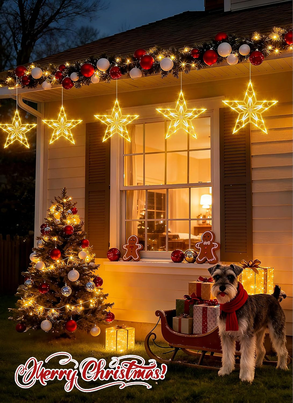 Pathway Lights Outdoor Christmas Decorations, Set of 10 Large Waterproof Stake Decorative Light for outside Sidewalk Yard Lawn Path Walkway Driveway Marker Stake, Warm White