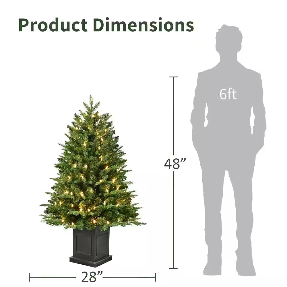 40 In. Pre-Lit Fraser Fir Potted Artificial Christmas Tree with 100 Warm White LED Lights