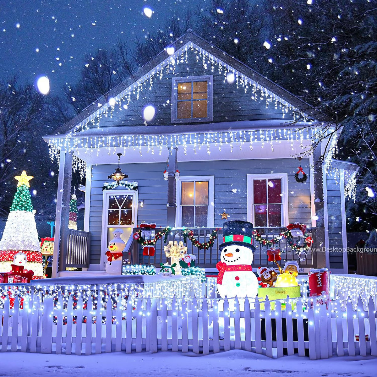 White Christmas Lights Outdoor 99Ft 1216LED Icicle Lights Twinkle Xmas