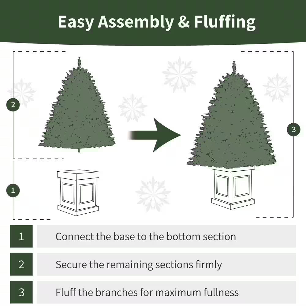 40 In. Pre-Lit Fraser Fir Potted Artificial Christmas Tree with 100 Warm White LED Lights