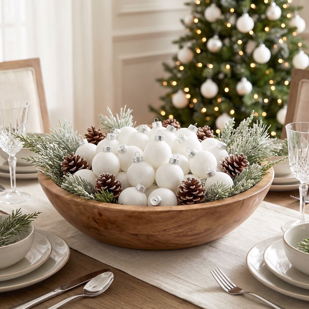 White Christmas Ball Ornaments for Tree Decorations – Small 2.36" Shatterproof Glitter Snowball for Holiday Xmas Decor, 18-Pack