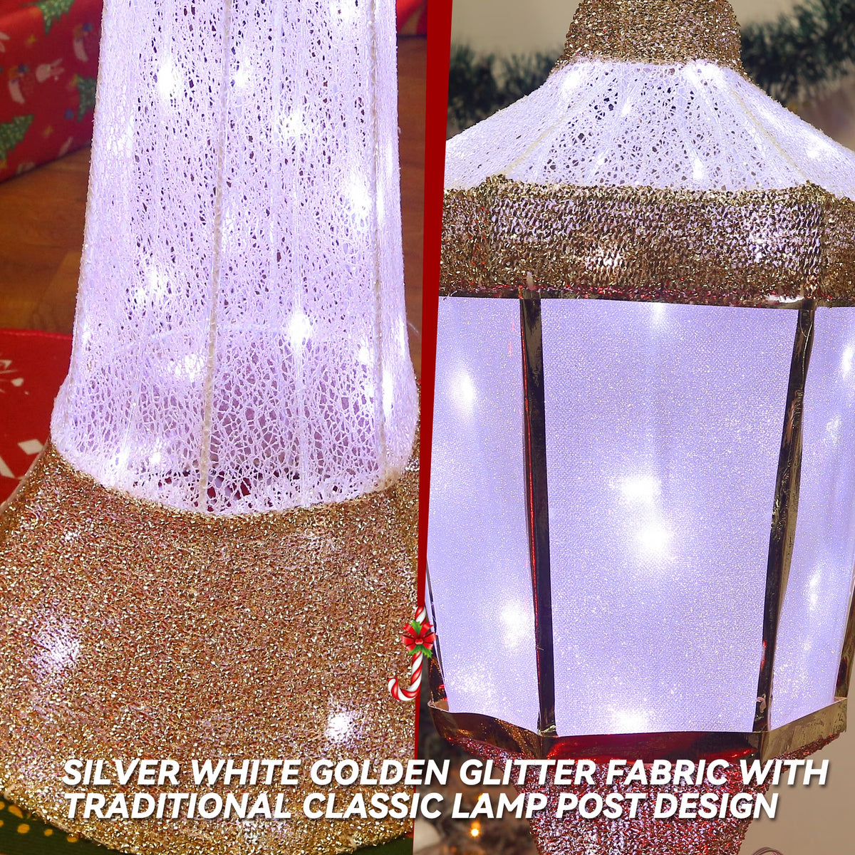 60-Inch Outdoor Christmas Yard Decoration Outdoor Lighted Lamppost Christmas Street Lamp Holiday Decoration LED Lamp Post for Lawn