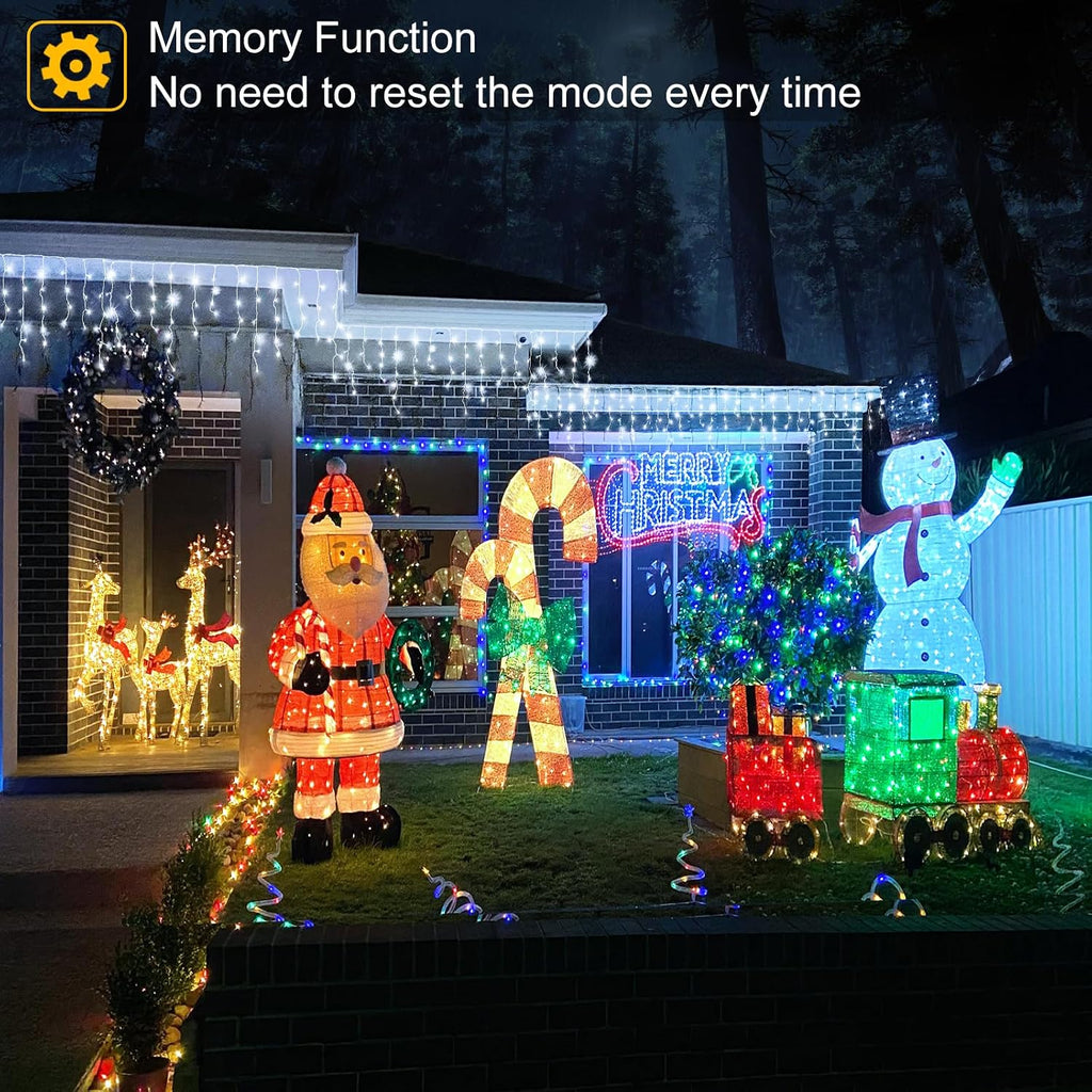 White Christmas Lights Outdoor 99Ft 1216LED Icicle Lights Twinkle Xmas
