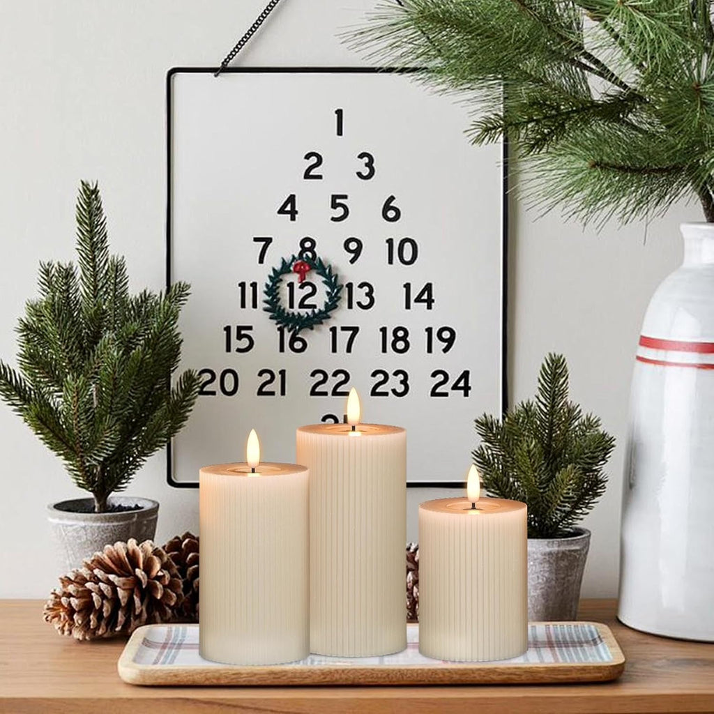 Beige Battery Operated Flameless Candles with 6 Hour Timer