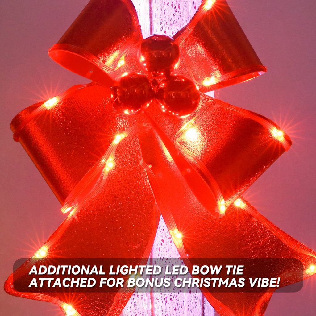 60-Inch Outdoor Christmas Yard Decoration Outdoor Lighted Lamppost Christmas Street Lamp Holiday Decoration LED Lamp Post for Lawn