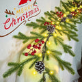 Christmas Garland 6.56 FT 40 LED Norfolk Twig Pine Garlands with Lights Battery Operated with Timer Red Berry Snowy Pinecone Christmas Decoration for Mantle Fireplace Indoor Outdoor Holiday Home Decor