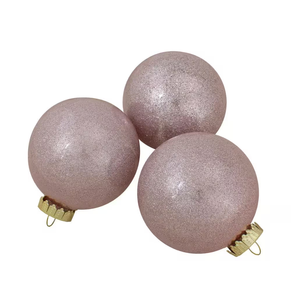 Set of 12 Blush Pink Finial and Glass Ball Christmas Ornaments
